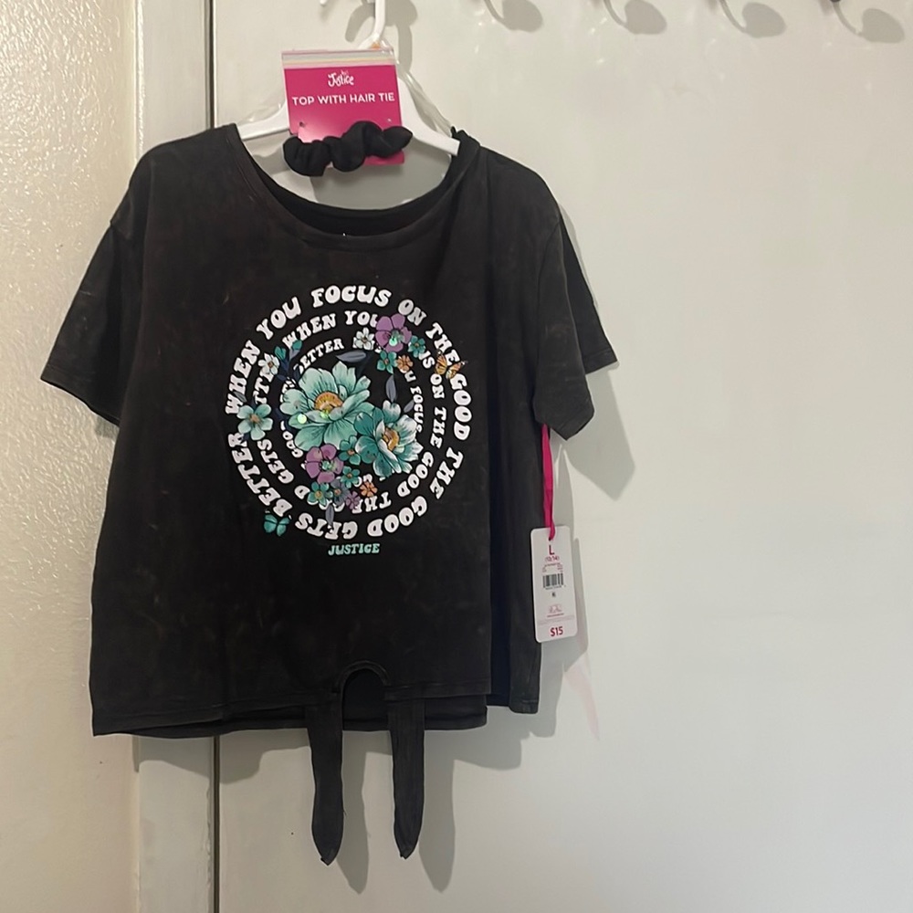 Brand; Justice Size; Large(12/14) Color; Dark Grey -comes with a little hair tie